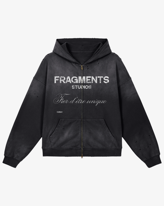 Distressed Zip Hoodie